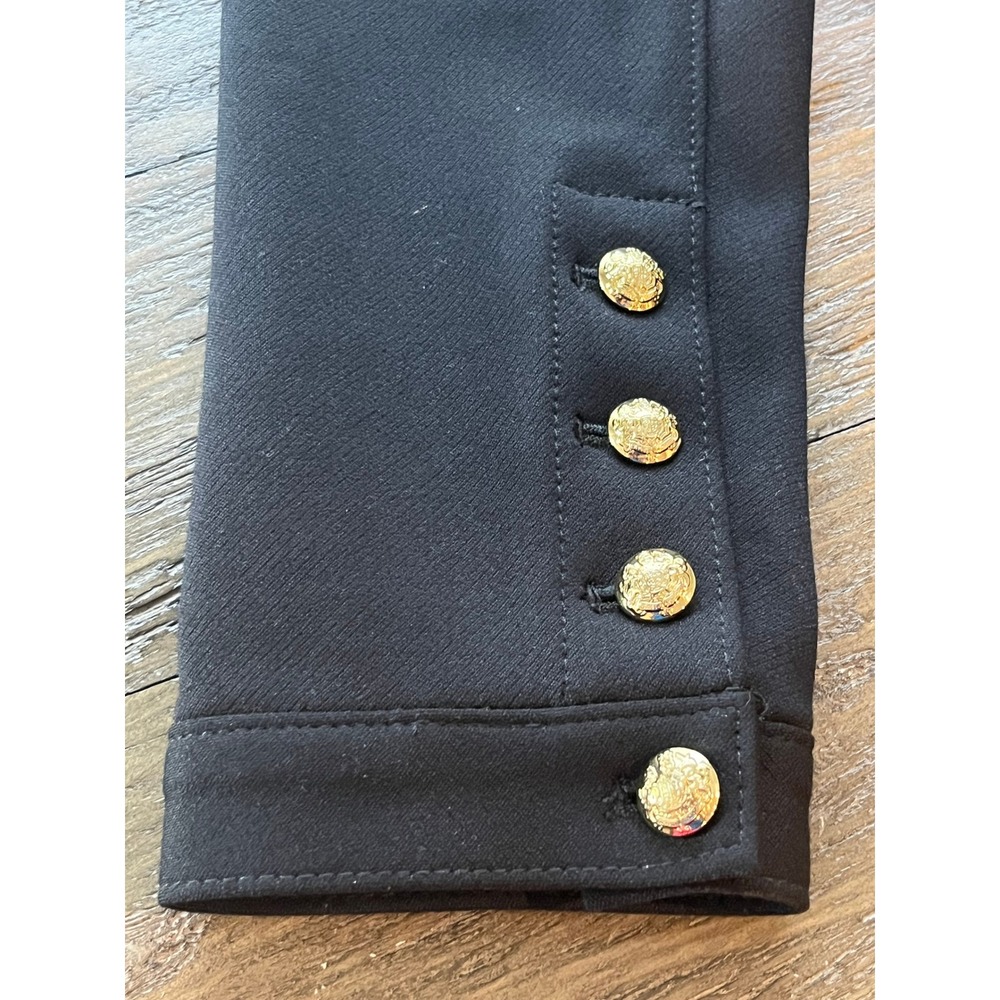 White House Black Market Black Military Blazer Gold Crest Button Jacket Size 10 - Picture 10 of 11